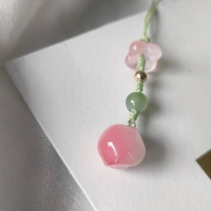 超好看钥匙扣人间水蜜桃 琉璃水蜜桃手机链挂件可爱少女ins风包包,节庆用品/礼品,手机链,淘宝优惠券,粉丝福利购,淘宝优惠卷