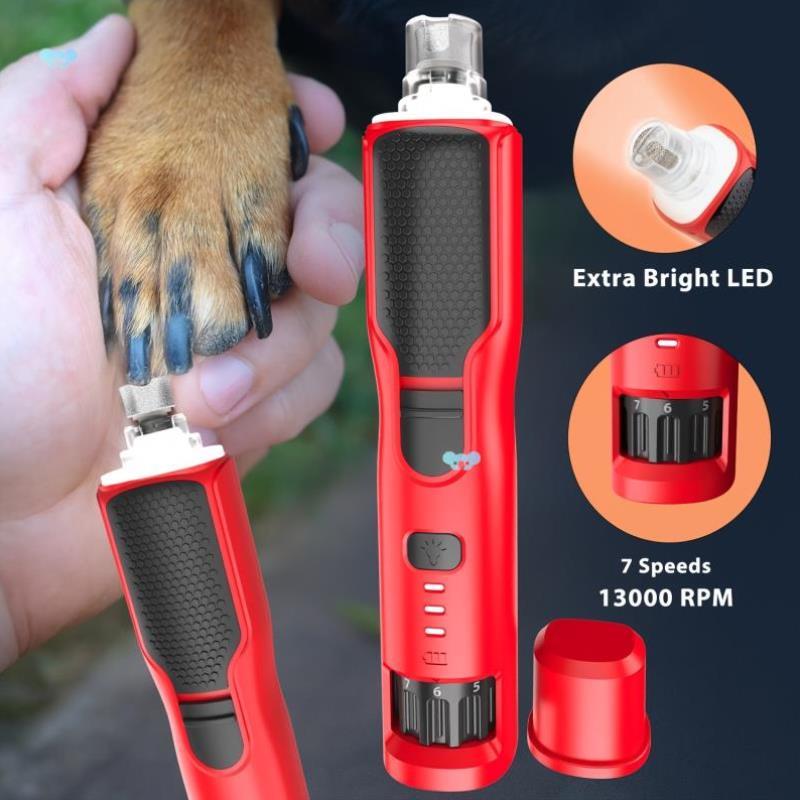 Rechargeable Dog Nail Grinder Trimmer wh led Light 7