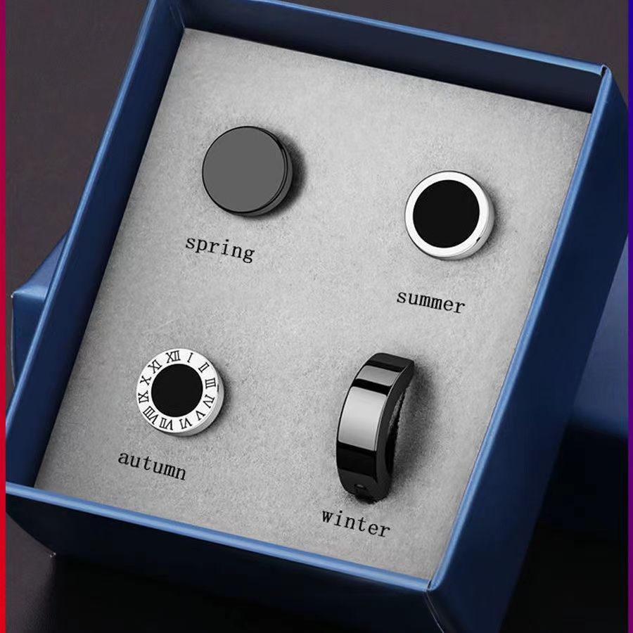 男生耳钉潮流耳钉男士钛钢耳环单只小众个性高级套装酷帅创意耳钉