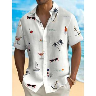 V 62222 Hawaiian Summer Beach Short Sleeve Shirt 夏威夷短袖