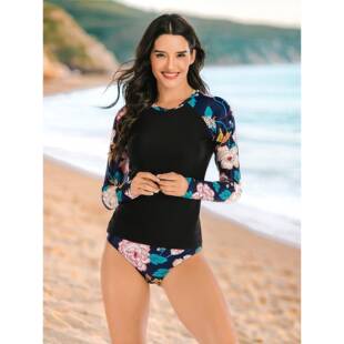 B 65476 Long Sleeve Surfing Swimsuit 欧美分体泳衣