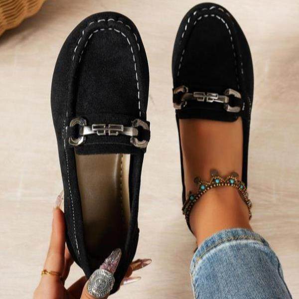 Women's Faionable tal Decorated Slip on Loafers Casual