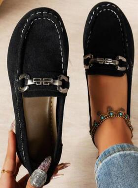 Women's Faionable tal Decorated Slip on Loafers Casual