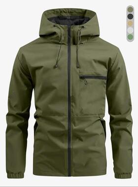D 56973 Men's Casual Windproof Hooded Jacket 休闲连帽夹克