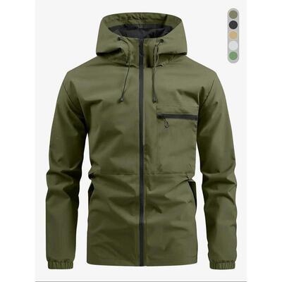 D 56973 Men's Casual Windproof Hooded Jacket 休闲连帽夹克