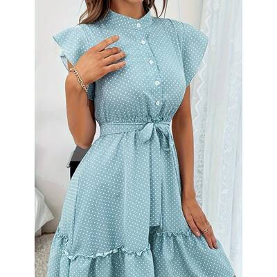 O 76965 Elegant Polka Dot A-Line Dress 波点连衣裙