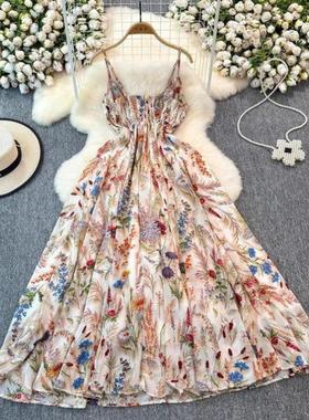 E 106 Women's Floral Print Sleeves Dress Boho Faion