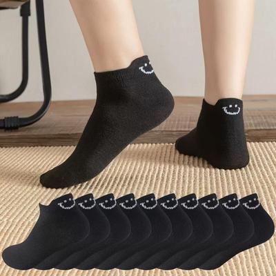 2025跨境新款 Women's ockings Hosiery 卡通脸笑脸短袜舒适