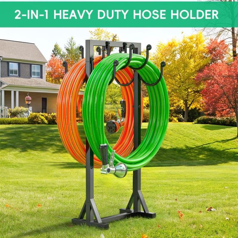 Garden Hose Holder (4 Spikes) Freestanding Heavy Duty Hose