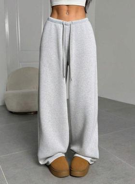 A 37067 外贸代发款速卖通跨境女士休闲简约纯色宽松阔腿运动裤