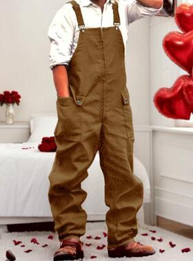 新款代发跨境外贸 Overalls 男士复古宽松工装裤休闲宽松款