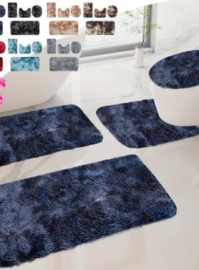 Bathroom Rugs Sets 4pcs Wh Toilet Lid Cover Tie Dyed跨境