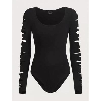 速卖通秋季外贸新款 Jumpsus Bodysus 摇滚风圆领镂空连体衣