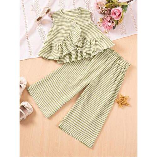 Z 53314 Girls' Stripe Top & Flare Pants 女童背心长裤