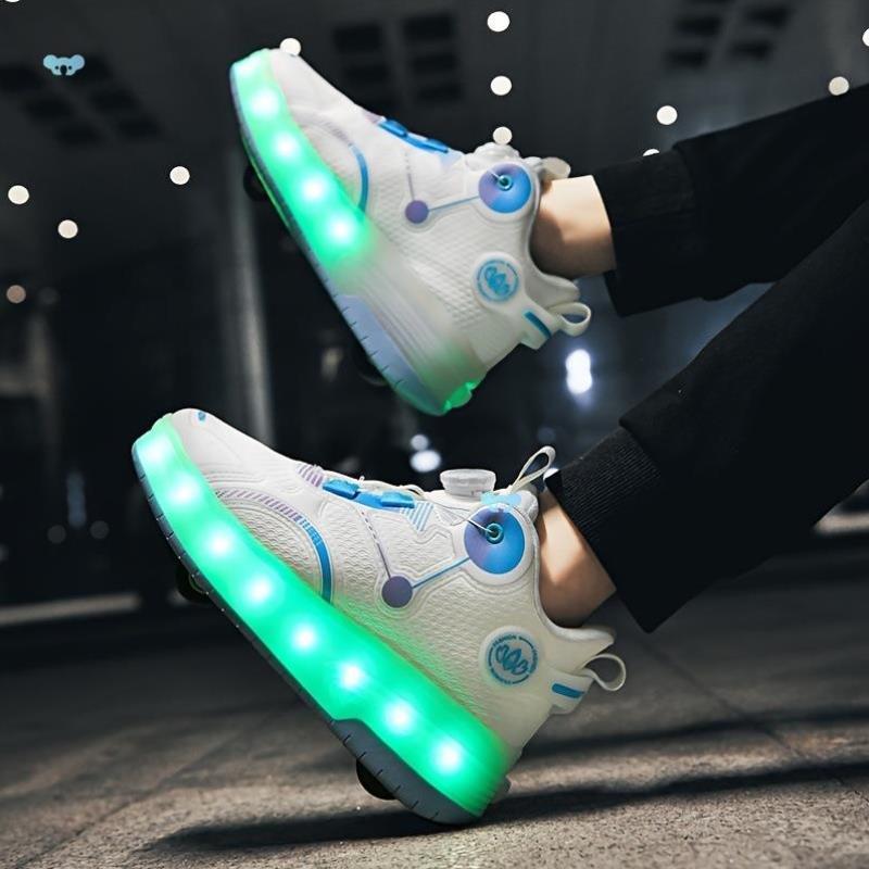 Youngsters' led Light Up Roller Skates Whe Blue Flame跨境