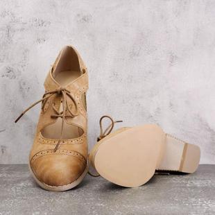 Oxford Shoes for Women Chunky Heels Brogue Leather Saddle