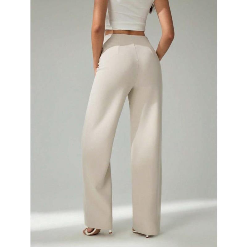 B 956 U 76583速卖通新款跨境女士浅米色通勤裤轻盈优雅