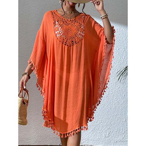 K 61103 Crochet Fringe Beach Dress 沙滩罩衫