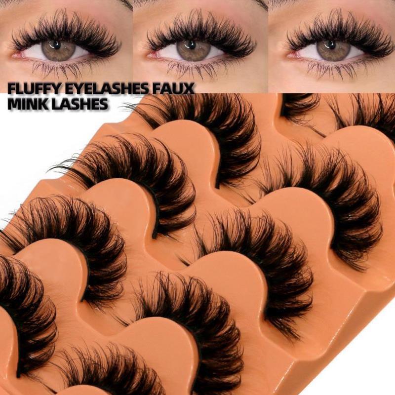 Fluffy Laes 5 Pairs D Curl 3D Mink False假睫毛