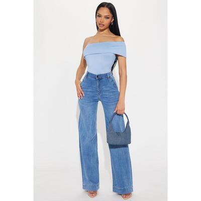 V 76193 Straight Leg Loose Wash Blue Jeans 直筒水洗牛仔裤