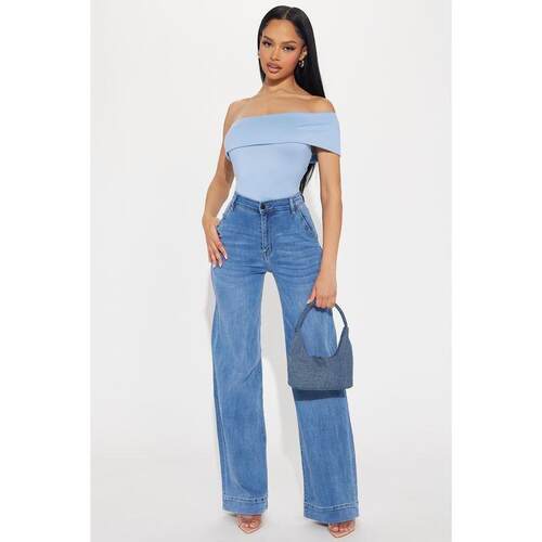 V 76193 Straight Leg Loose Wash Blue Jeans 直筒水洗牛仔裤