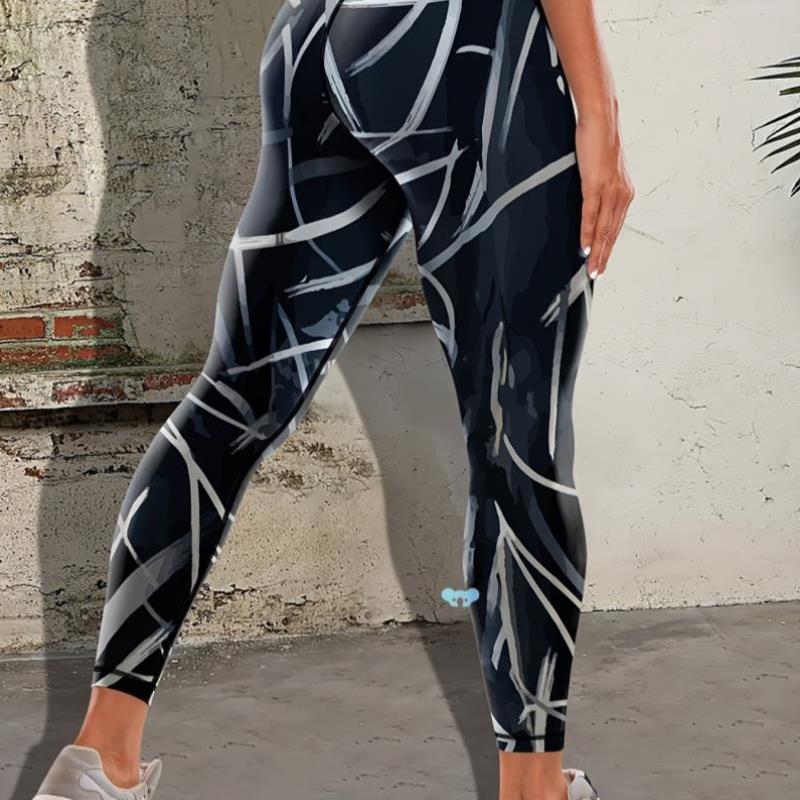 Women's Plus Size Abstract Graffi Print High-Waisted Yoga