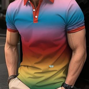 Trendy Golf New Faion Button men Color Summer Gradient