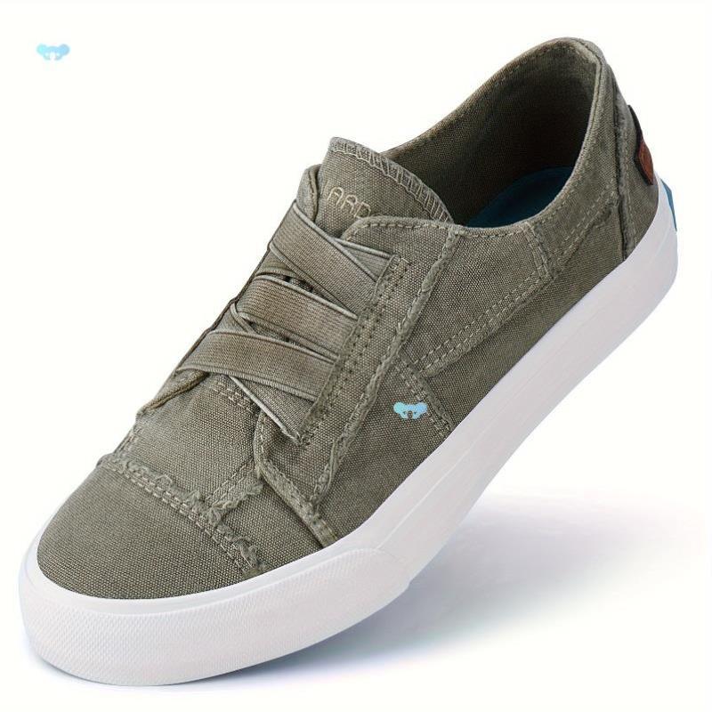 Women's Casual Slip On Canvas Sneakers No Laces Elastic跨境