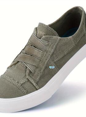 Women's Casual Slip On Canvas Sneakers No Laces Elastic跨境