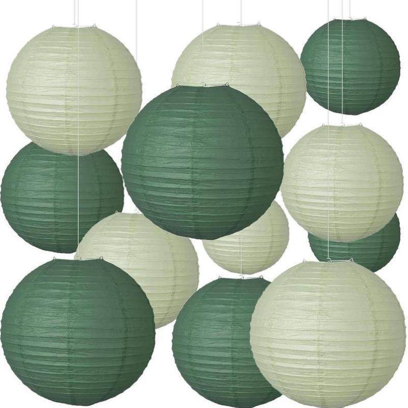 Christmas Halloween Paper Lanterns 20 count Hunter Green and