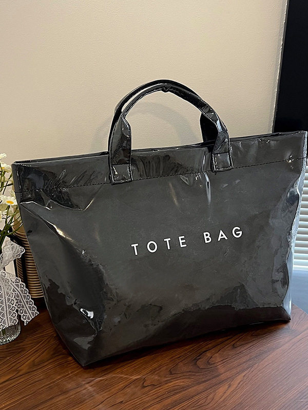 New Large Capacity Tyvek & Transparent Waterproof Jelly PVC Tote Bag for Work, Commuting, Travel and Maternity - Thumbnail 4