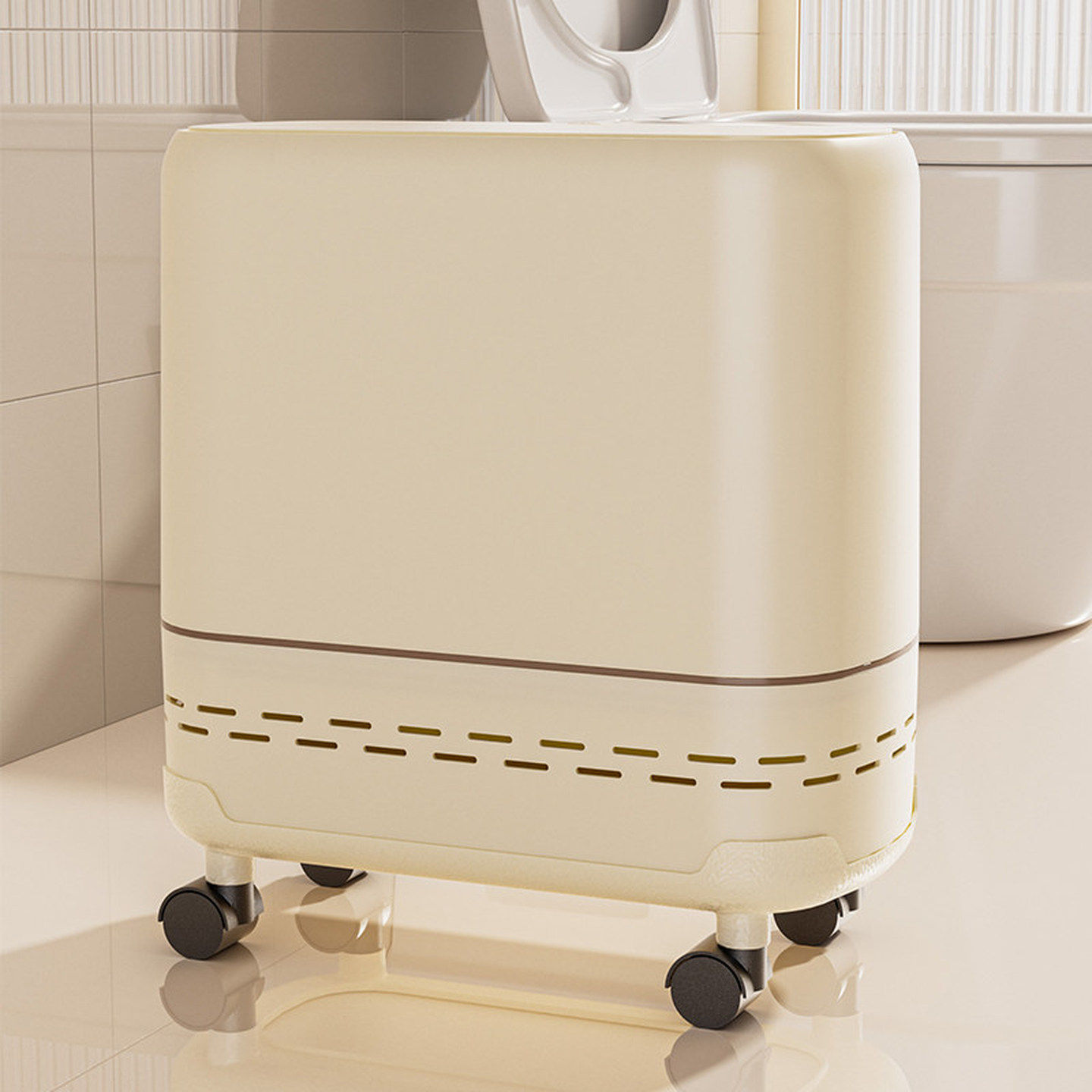 滑轮垃圾桶卫生间家用高档带轮子窄夹缝专用厕所客厅大号带盖纸篓