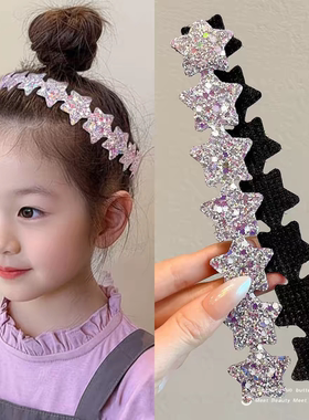 碎发整理神器女儿童魔术贴头发贴五角星刘海贴小女孩发箍宝宝发带
