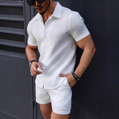 H 74814 Men's Short Sleeve Shirt Shorts Set 士短袖短裤套装