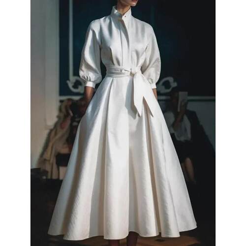 H 66816 Oversized Polo Collar Flared Dress 大码POLO连衣裙