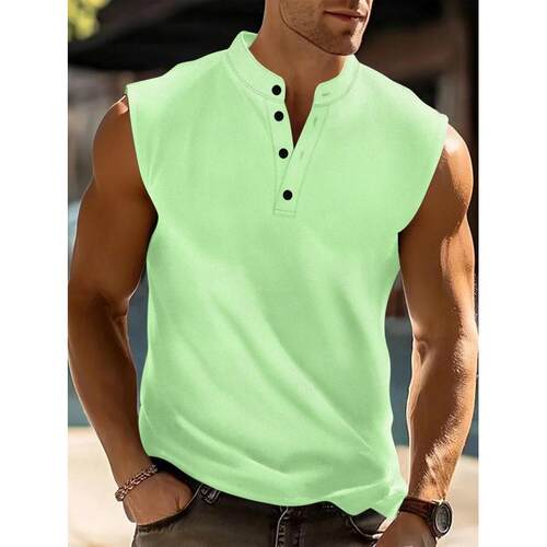 H 70737 Men's Solid Color Wide Shoulder Vest 士纯色宽肩运