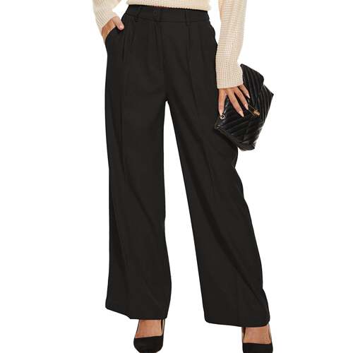 H 49901 Commuter High Waist Solid Color Wide Leg Pants 腰