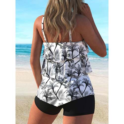 T 15485 Printed Plus Size Swim Dress 印花裙摆泳衣
