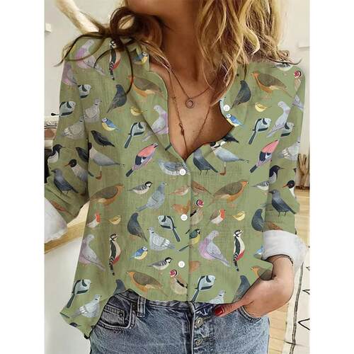 H 43934 Flower Digital Print Long Sleeve Shirt 花朵数码印花