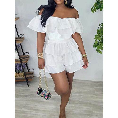 H 87381 Pleated Jumpsuit 多层拼接连体裤跨境速卖通