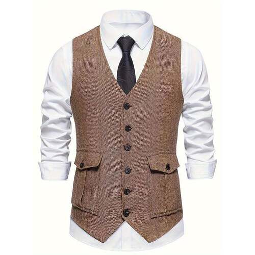 H 55228 Men's Single Breasted Vest 复古西装马甲