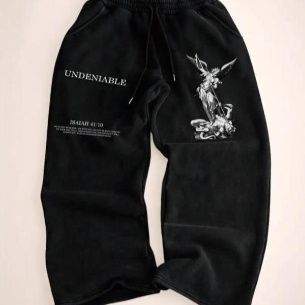 n's Angel Wing Print Drawstring Waist Sweatpants Regular