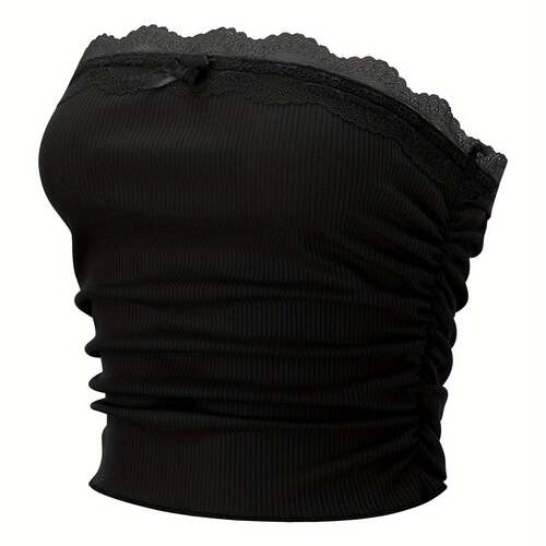 I 17071 Women's Solid Color Ruffle Top 裹胸背心