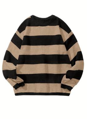 Retro riped Pattern Knted Sweater n's Casual Warm
