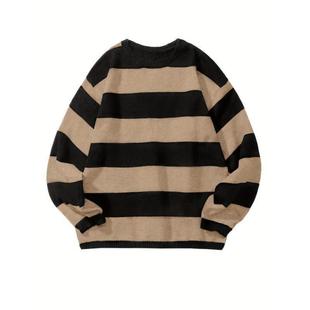Retro riped Pattern Knted Sweater n's Casual Warm