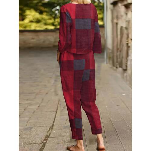 I 12721 Loose Fit Plaid Dress 棉麻格子连衣裙