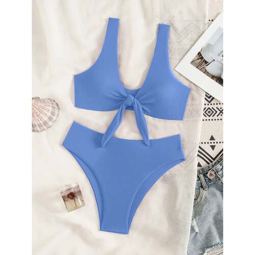 E 84681 Sexy Solid Color Bikini Backs Tie 纯色比基尼泳衣