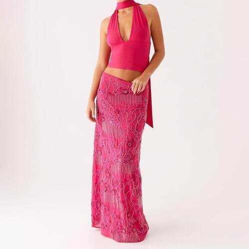 H 65497 Sequin Embroidered Bodycon Skirt 绣花亮片包臀裙