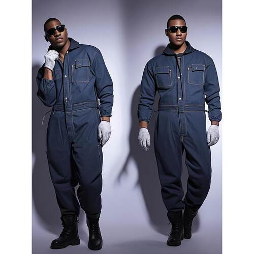 H 78610 Denim Work Uniform 牛仔劳保服跨境速卖通亚马