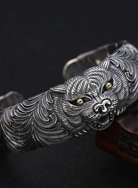 New yle n's Classic Punk Domineering Tiger Carved tal